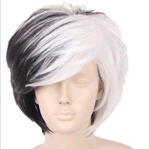 Black/White Cosplay CruElla DeVil Wig